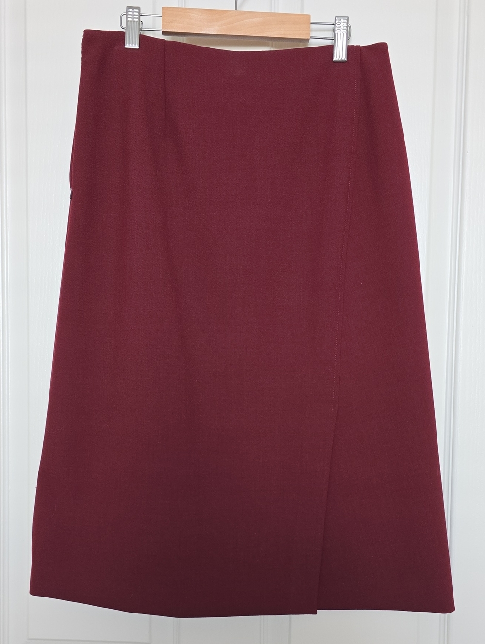 Theory Anneal Wool Classic A-Line Deep Red Skirt